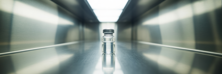 Securely stored bacteriostatic water vial.