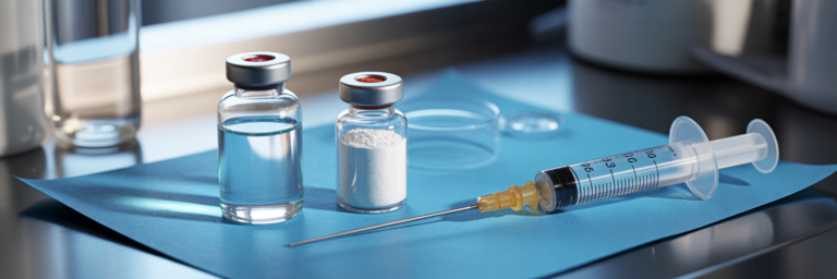 Laboratory bench with sterile reconstitution supplies