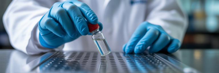 Researcher storing bacteriostatic water vial.
